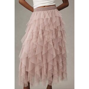 Anthropologie The Chéri Ruffled Tulle Midi Skirt